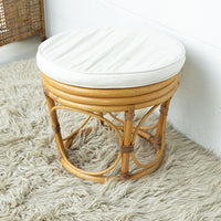 Bentwood Bamboo Ottoman with White Cushion