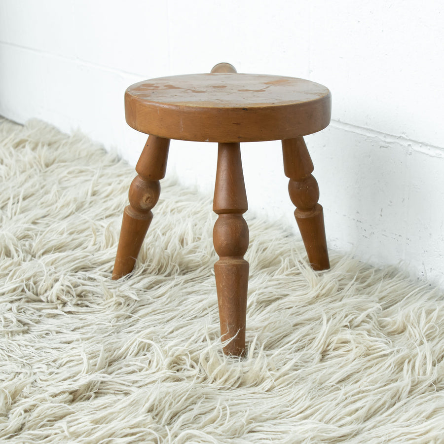 Wood Milk Stool with Handle