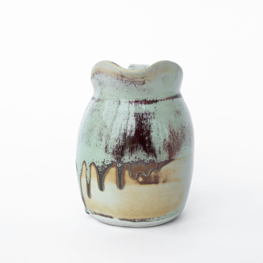 Ceramic Pitcher with Speckled Cream, Green and Blue Accenting
