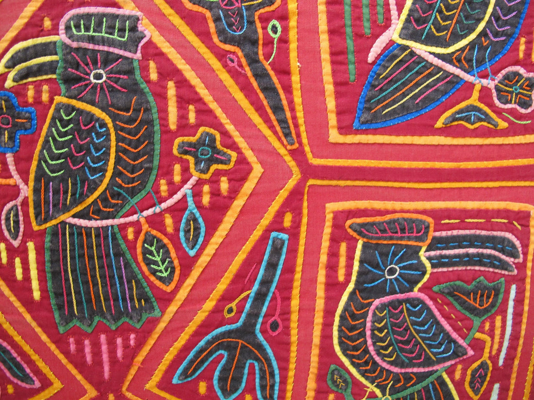 Panama Kuna Indian Mola Embroidery Fabric Art from San Blas Islands