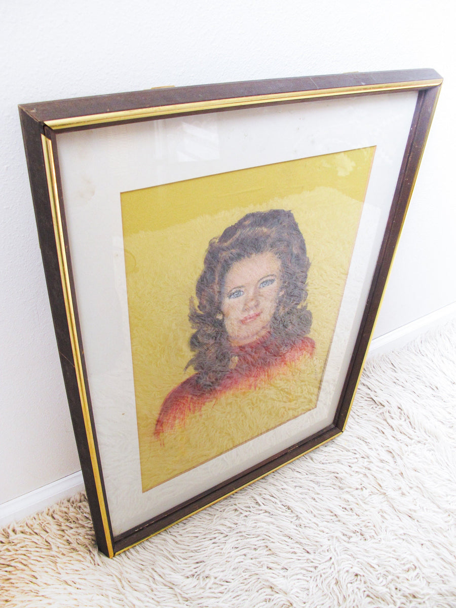Pastel Portrait of a Woman with Original Wood and Glass Frame