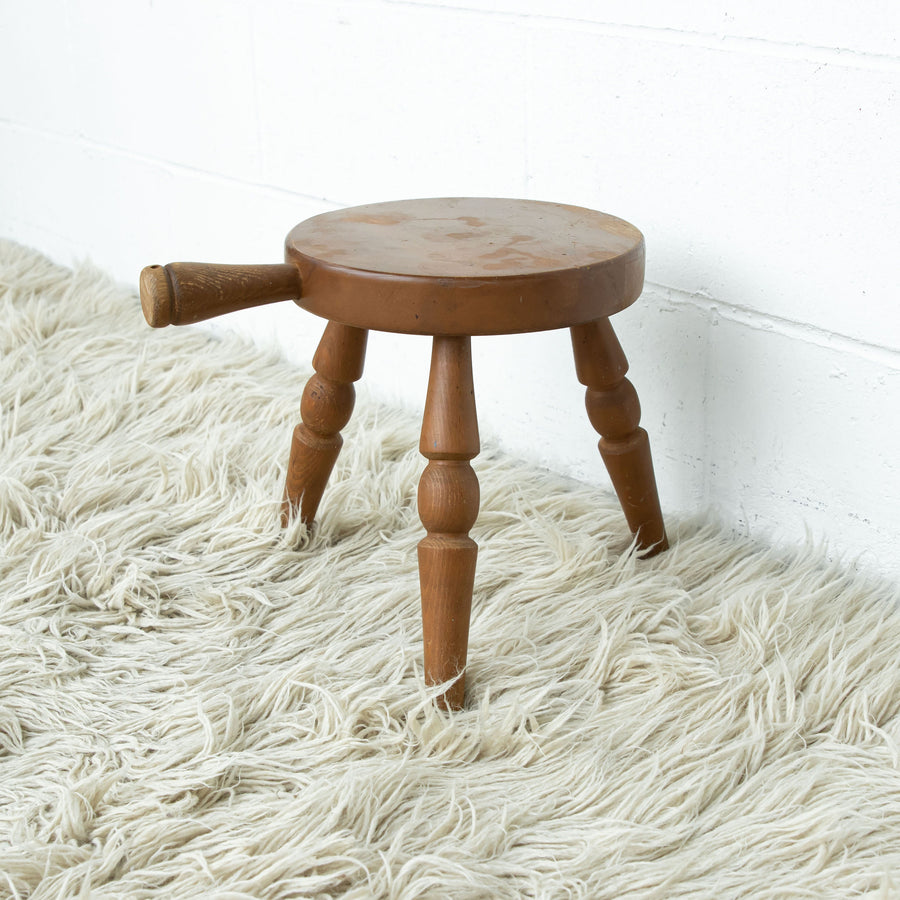 Wood Milk Stool with Handle