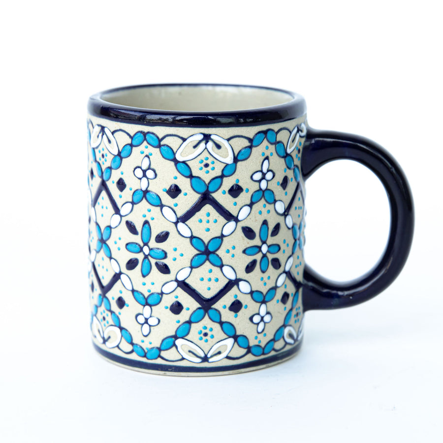 Tonala Mexico Ceramic Mug in Indigo and White