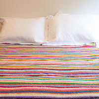 Rainbow Multicolor Knitted Throw Blanket