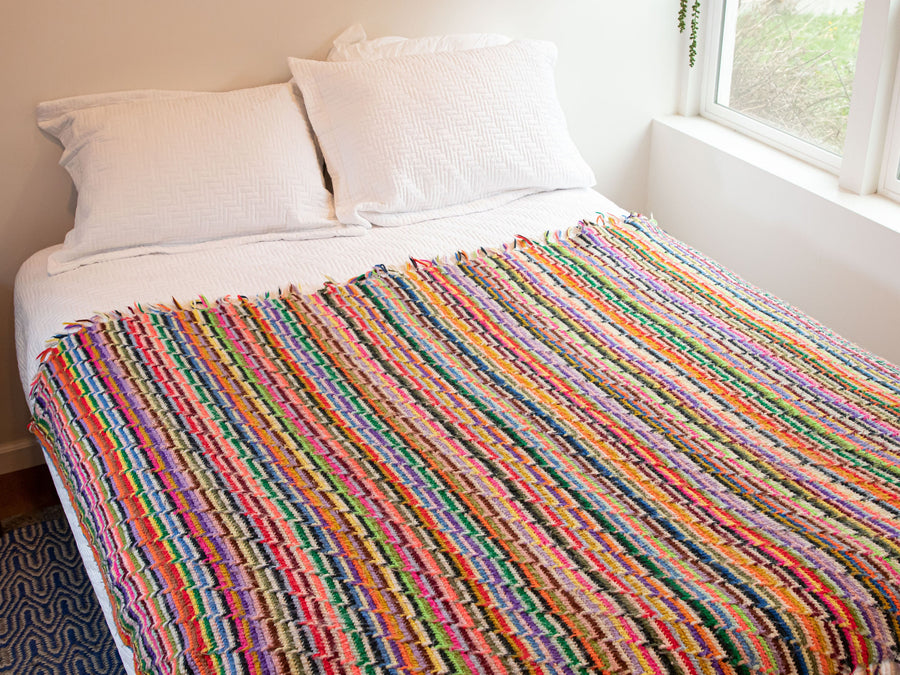 Rainbow Crochet Lap Blanket Throw