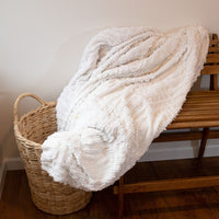White Chenille Blanket Bedspread Throw with Rounded Corners