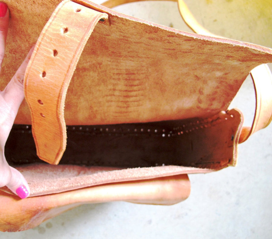 Tooled Vintage Large Leather Vintage Shoulder Tote - Made in Mexico