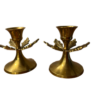 Brass Holly Holiday Leaf Candle Holders (Sold Individually)