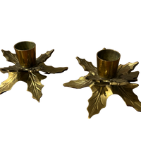 Brass Holly Holiday Leaf Candle Holders (Sold Individually)