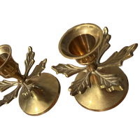 Brass Holly Holiday Leaf Candle Holders (Sold Individually)