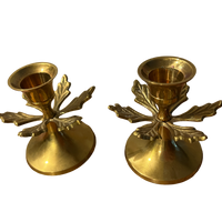 Brass Holly Holiday Leaf Candle Holders (Sold Individually)